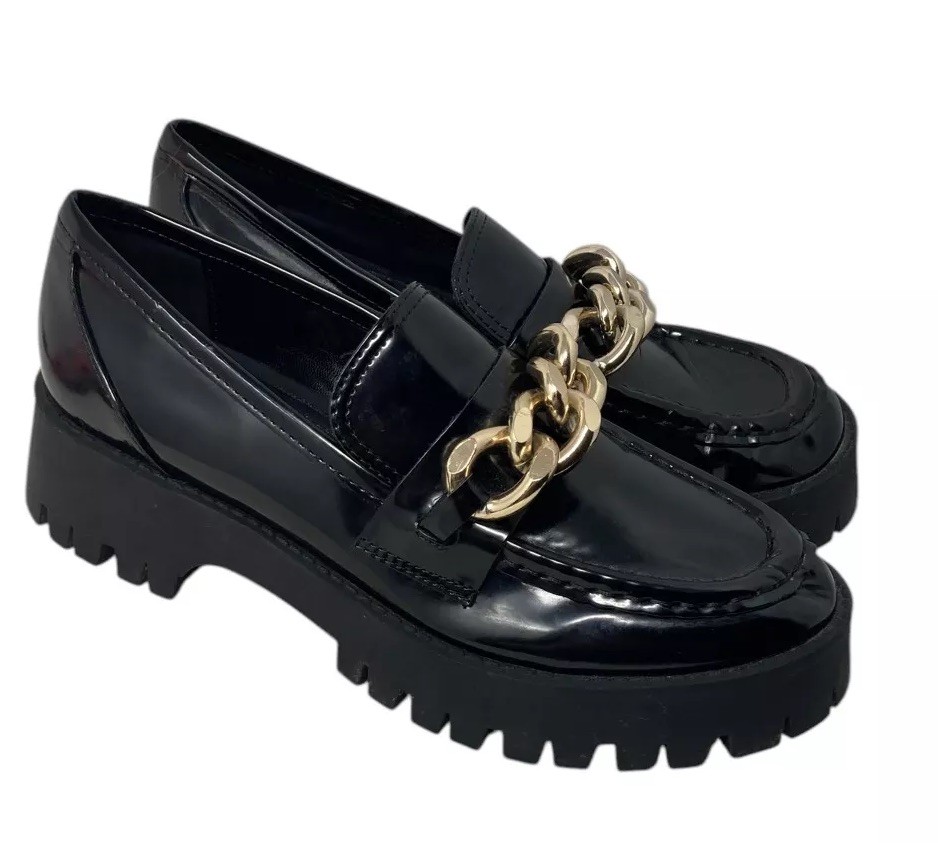 SAOLA Mocassini Guess taglia 7 donna Hillford suola a strappo plateau grossa catena oro scarpa Y2K