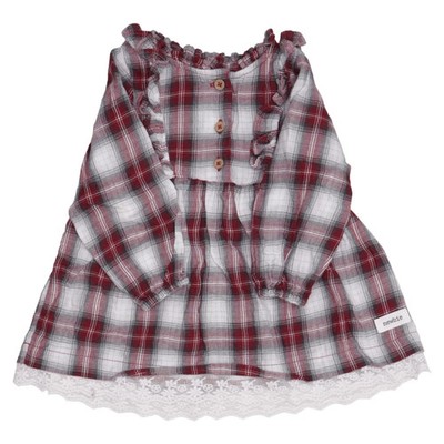 Newbie by KappAhl, Kleid, Größe: 68, Rot/Grau/Weiß, Baumwolle, Karo #H9v
