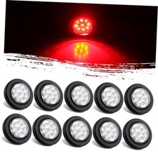 10Pcs 2" Inch Round Red Led Trailer Side Marker Clearance Lights Kit Clear