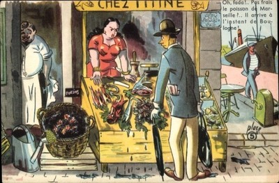 Künstler Ak Place, Albert, Max Viere, Marseille, Fischverkäuferin - 4830119