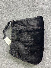 Sheared Beaver Fur Hand Muff Womens One Size Black Satin Lined Winter Formal