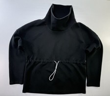 Varley Barton Funnel Neck Cinch Waist Pullover Sweatshirt Small Black Tunic