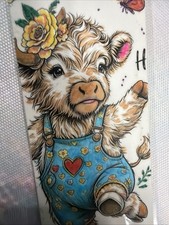 Sweet Highland Cow-ONE OF A KIND. HAND COLORED BOOK MARKS. BEAUTIFUL