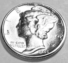 1945 P MERCURY DIME SUPERB GEM BU +  No Reserve  *J1976