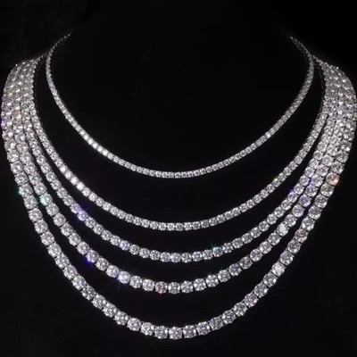 4-6,5 mm D Farbe Moissanit Tennis Halskette S925 Silber 18K Weißgold vergoldet