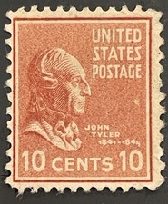 US Scott # 815 Used; Intense Color;  John Tyler; 10¢; Face Free Cancel