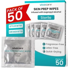 Vivecare Skin Prep Wipes (50 Count) – Sterile Protective Barrier &... 