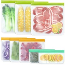 8 Pack Silicone Bags Reusable Storage Silicone Bags-3 Reusable Gallon Freezer