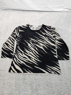 Joseph A Qu'est-ce Que C'est Silk Zebra Stripes Top Womens Medium Sexy Y2K