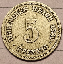 1889 G Germany Empire 5 Pfennig KM# 3