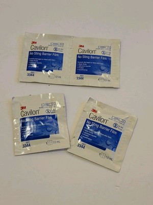 3M Cavilon Barrier Film Wipes, No Sting, Sterile (4) Single Packets New Sealed
