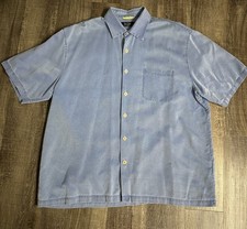 Men s Nat Nast light blue silk blend camp shirt XL