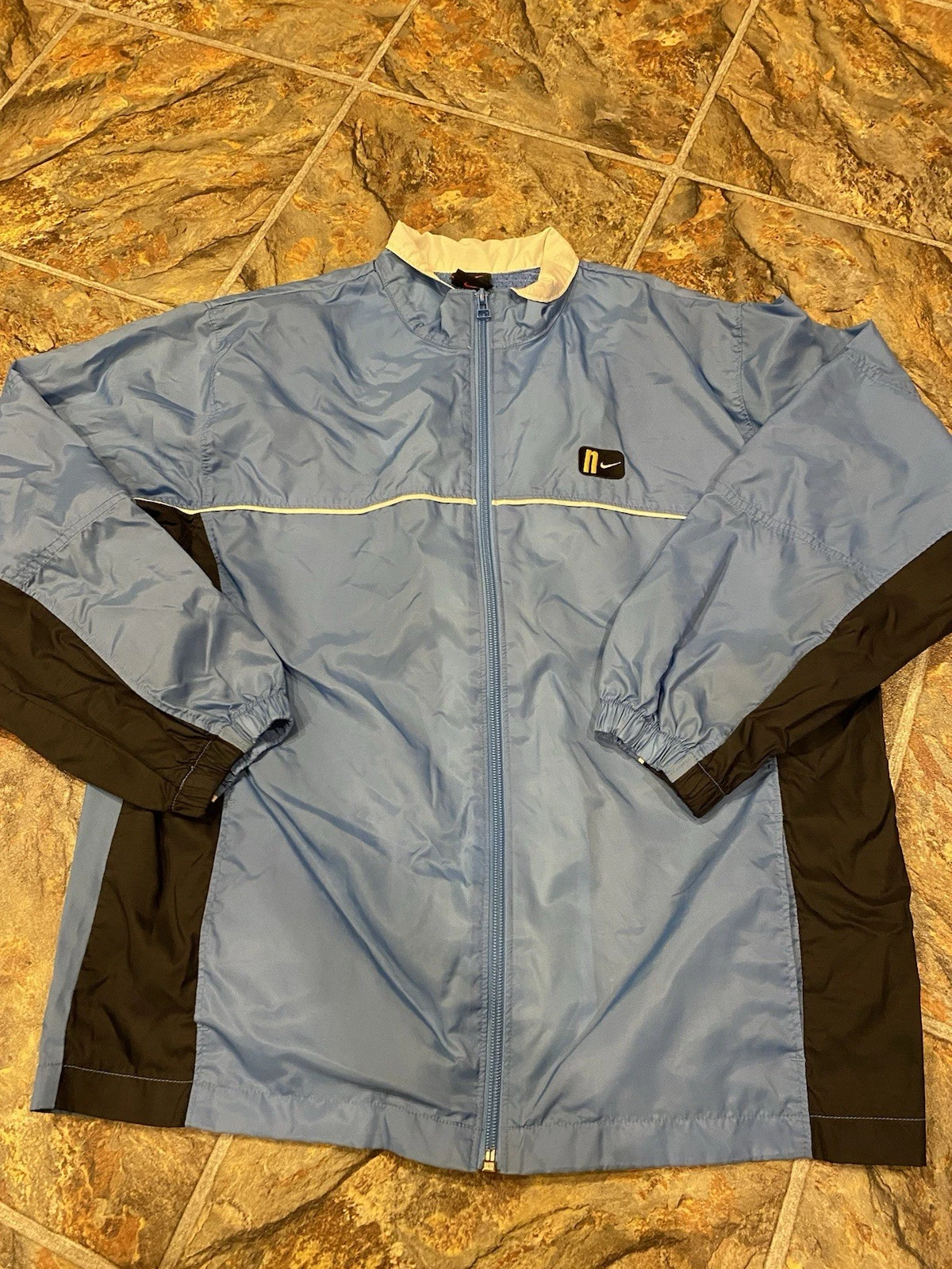 Vintage Nike Windbreaker Jacket Mens Large Blue Swoosh Nylon Full Zip 90s Y2K
