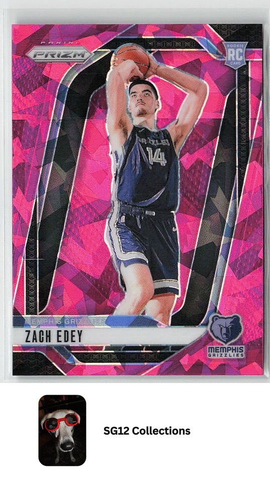 2024-25 Panini Prizm #249 Zach Edey Rookie Pink Ice Prizm Memphis Grizzlies