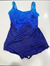 Vintage 1990s Longitude Blue Swim Dress Size Small Blue Ombr Low Back