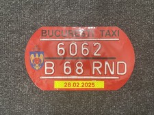 Number License Plate Romania Romanian Bucharest Taxi Genuine Used B 68 RND