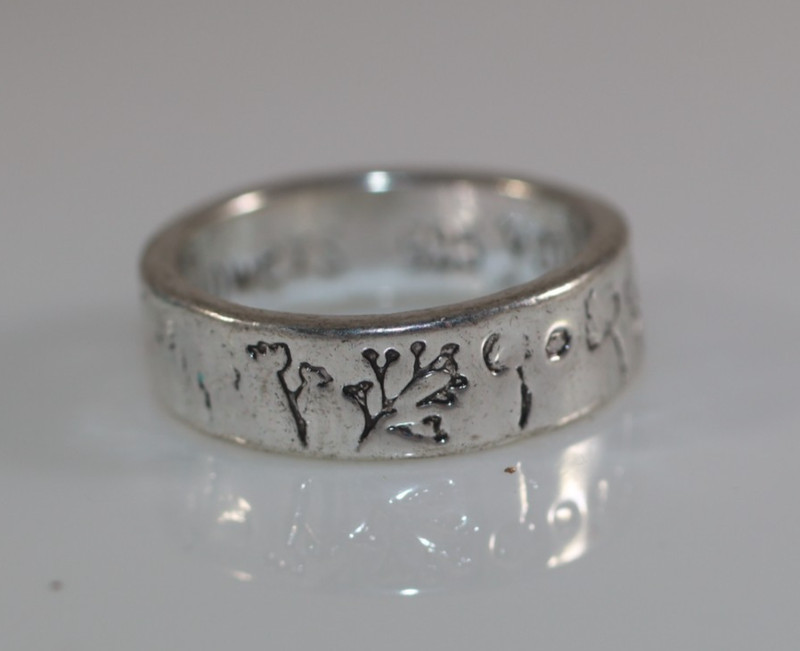 Beautiful Engraved Wildflower 925 Sterling Silver band Ring 7