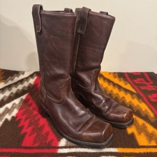 Vintage USA Made Leather Campus Boots Mens 9 D Square Toe Pull On Western