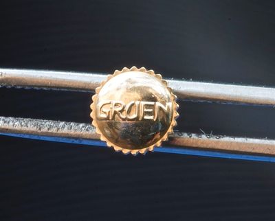 Vintage GRUEN watch crown 10K gold 5.0mm diameter 2.7mm deep dustproof Tap 10 