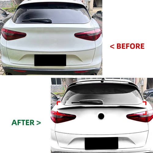Rear Trunk Roof Spoiler+Middle Splitter Wing Trim For Alfa Romeo Stelvio 2018-24 - Picture 4 of 9