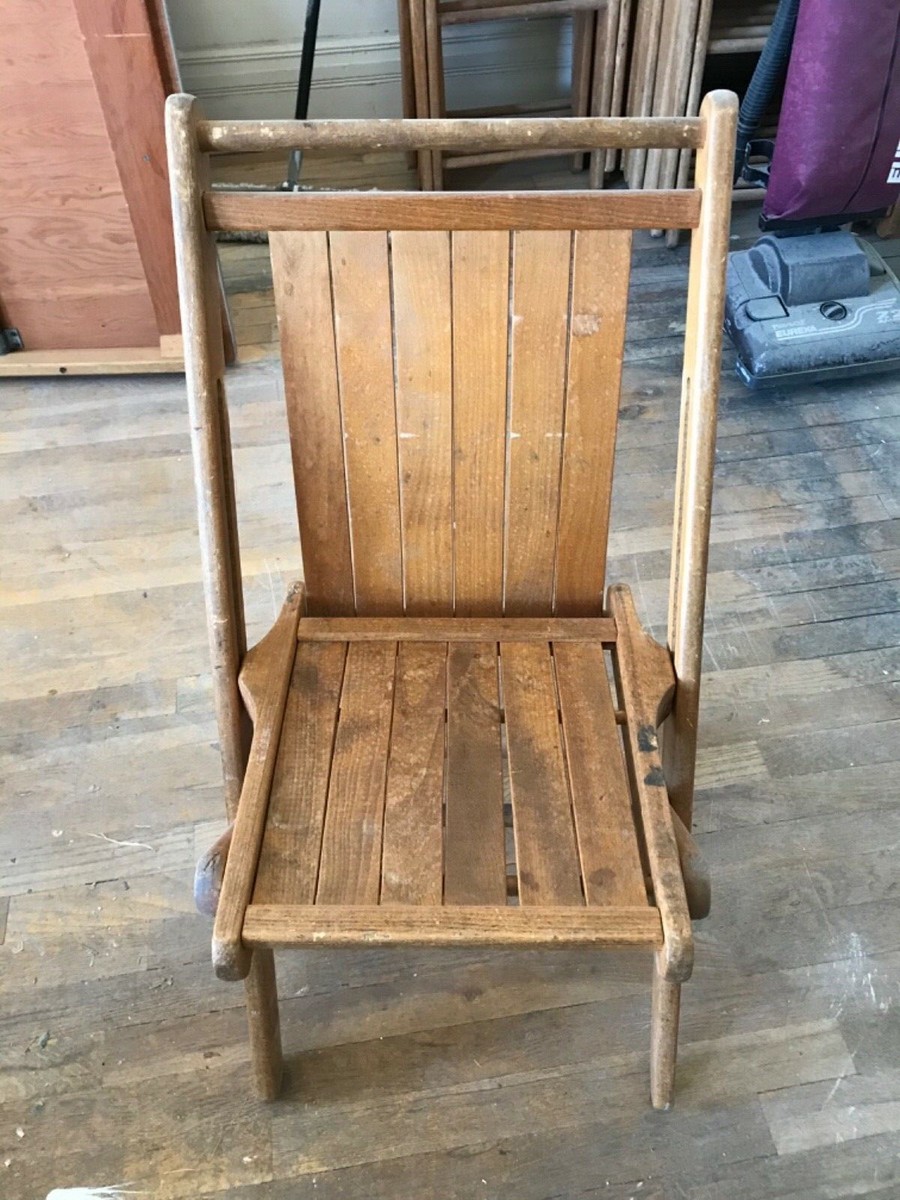 Vintage Peerless Wood Folding Chair Tuck Er' Way Tucker-Way