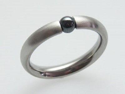 Titanium Titan Ring Spannring Damen Finger Süßwasser Perlen schwarz grau grey II