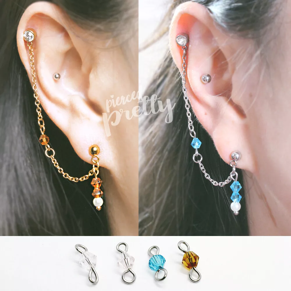 Helix to Lobe chain earring Amber helix chain earring handmade jewelry 1pc