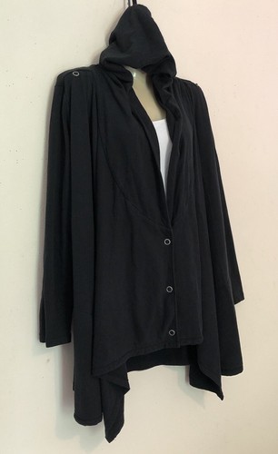 Zenergy By Chico’s Oversized Hooded Sweatshirt Size 1 Small Lagenlook Black - Picture 6 of 11