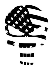 Punisher Skull US Flag Decal 1 4.5"x6" Choose Color