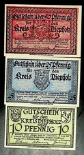 1921 Germany DIETHOLTZ 10 25 50 Phennig Banknote / Notgeld