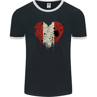 Love Bandiera Del Perù Giorno Peruviano Calcio Uomo Ringer T-Shirt FotL ...