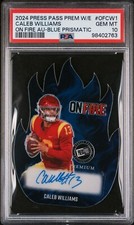 2024 Leaf Press Pass On Fire - Blue Prismatic - Caleb Williams Auto RC Die-cut 