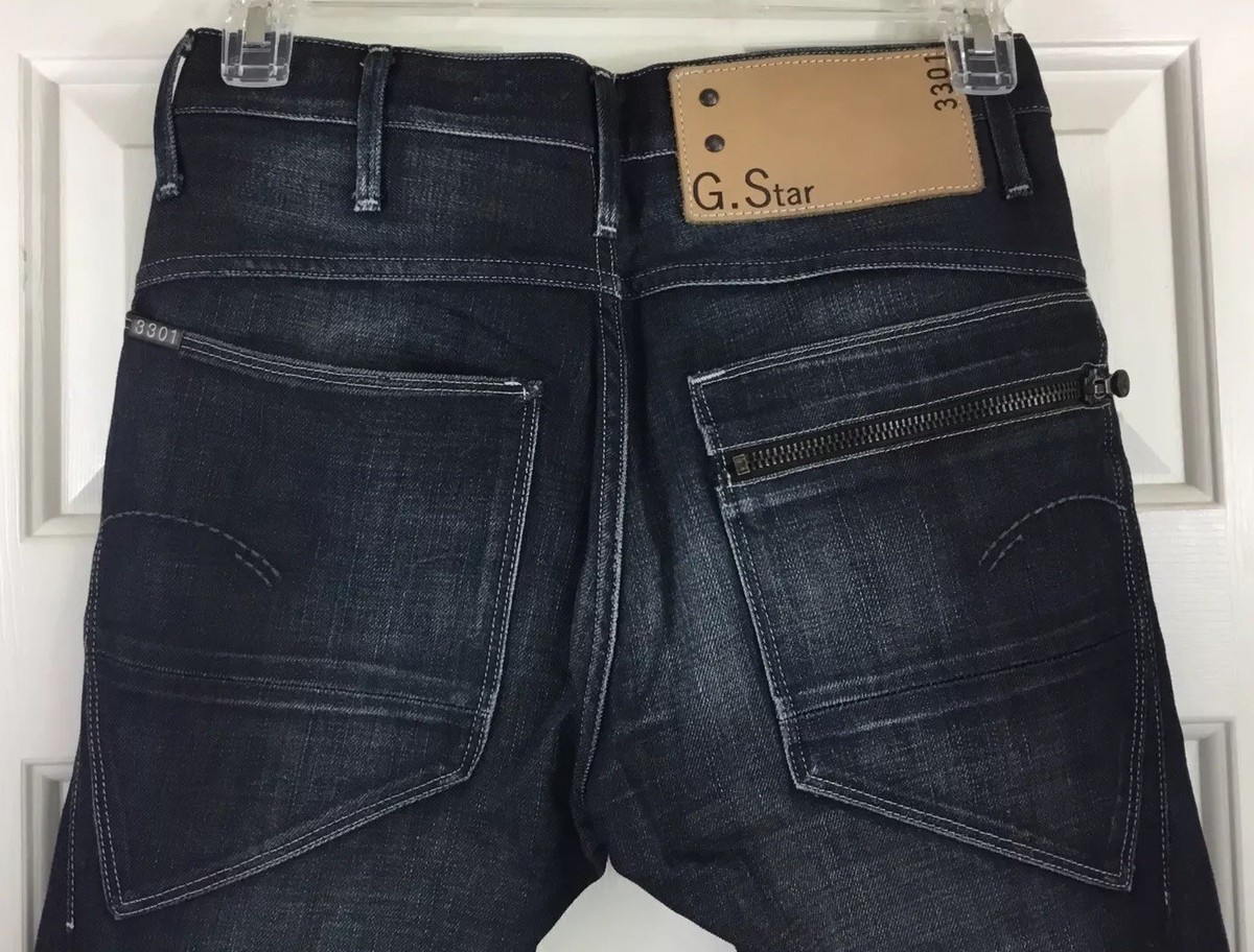 G-Star Raw 3301 Jeans Mens 29x33 Blue Breaker Tapered Walker Denim