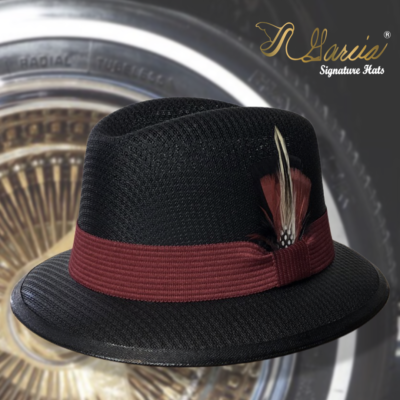 Classic Black W/ Burgundy Lowrider Derby Style Garcia Signature Hat Original