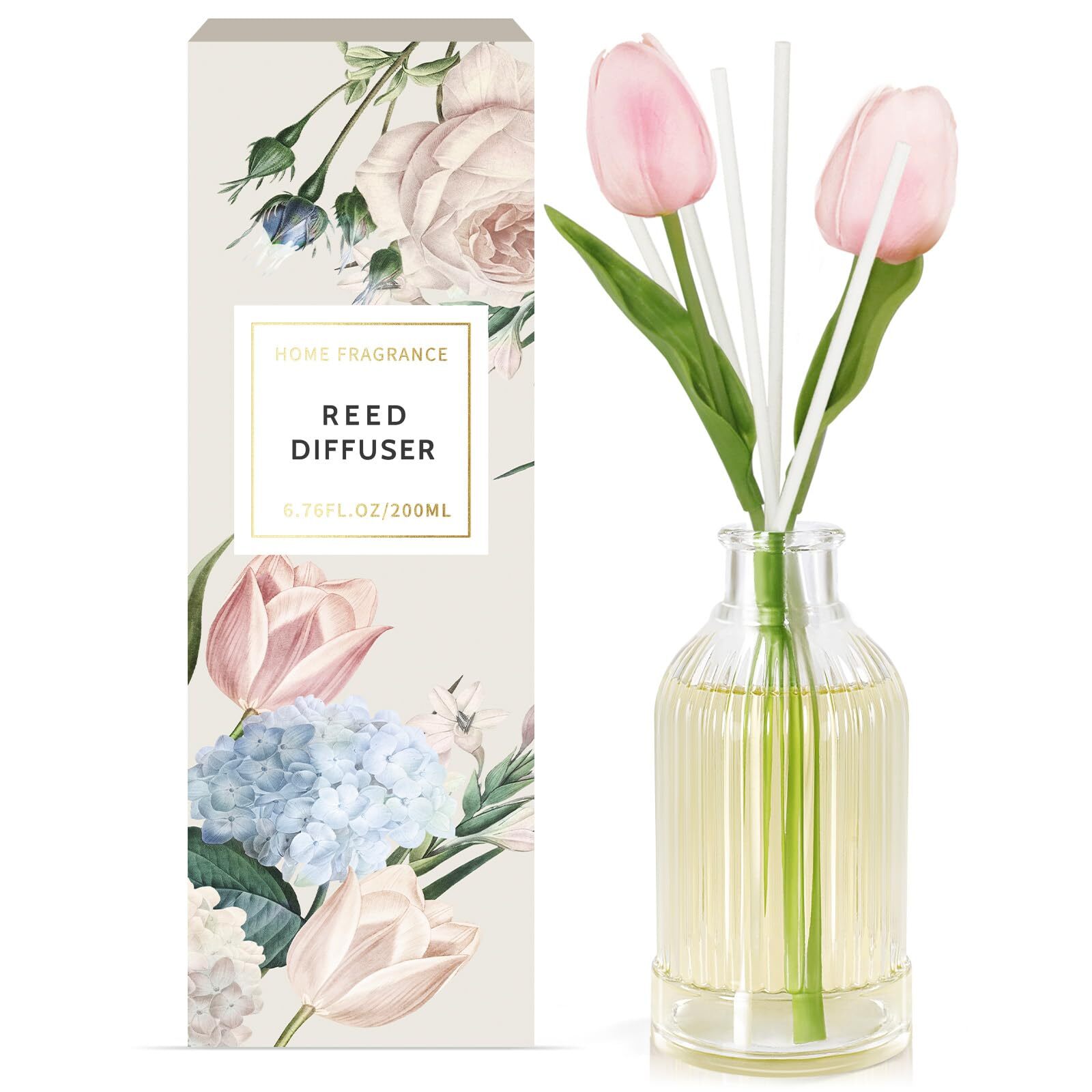 Reed Diffuser, 6.7oz, Pink Rose Scent Diffuser for Home, Reed Diffuser with S...-image