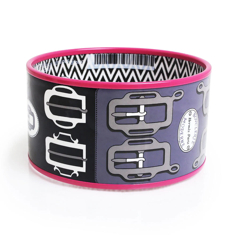 HERMÈS Bracciale HERMES Bouclerie moderno fibbia extra large finto grigio e rosa