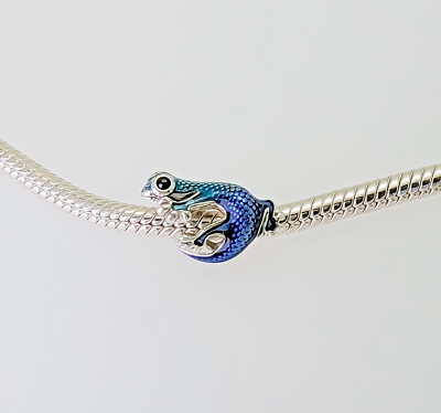 New 100% Original PANDORA Brand 792701C01 925 Silver Metallic Blue Gecko Charm