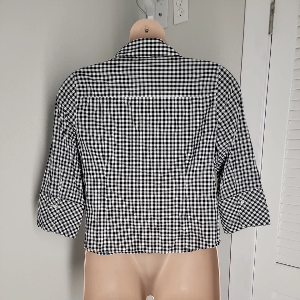 Camisa Liz & Co. Mujer Cuello Abotonado ~ Talla 1X ~ Blanco y Negro ~ Manga 3/4 Foto 2 de 3