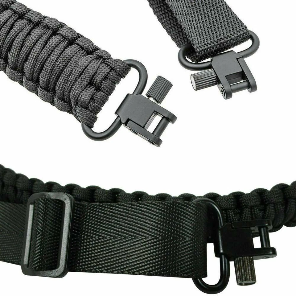 Tactical 550 Paracord Rifle Gun Sling Shotgun Crossbow 2 Point Adjustable Swivel - Image 3 of 4