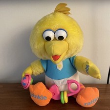 Playskool 1988 Sesame Street Busy Baby Big Bird Sensory Activity Plush Toy 15"