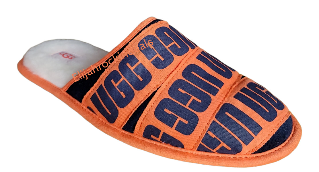 NEW MENS UGG SCUFF GRAPHIC NAVY ORANGE BAND SLIPPERS US SIZE 10, 12