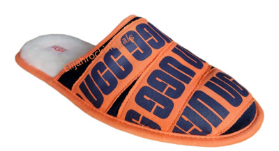 NEW MENS UGG SCUFF GRAPHIC NAVY ORANGE BAND SLIPPERS US SIZE 