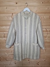 Alafoss Iceland 100% Virgin Wool Coat Jacket White Size Medium Striped Icewool