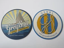 Beer Pub Coaster ~*~ GREY SAIL Brewing ~ Westerly, RHODE ISLAND Craft Brewery