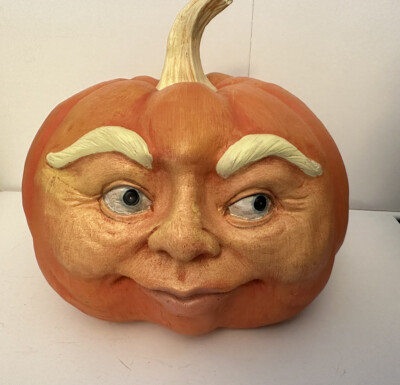 Halloween Ceramic Pumpkin Head Face Jack O' Lantern Expressive Human