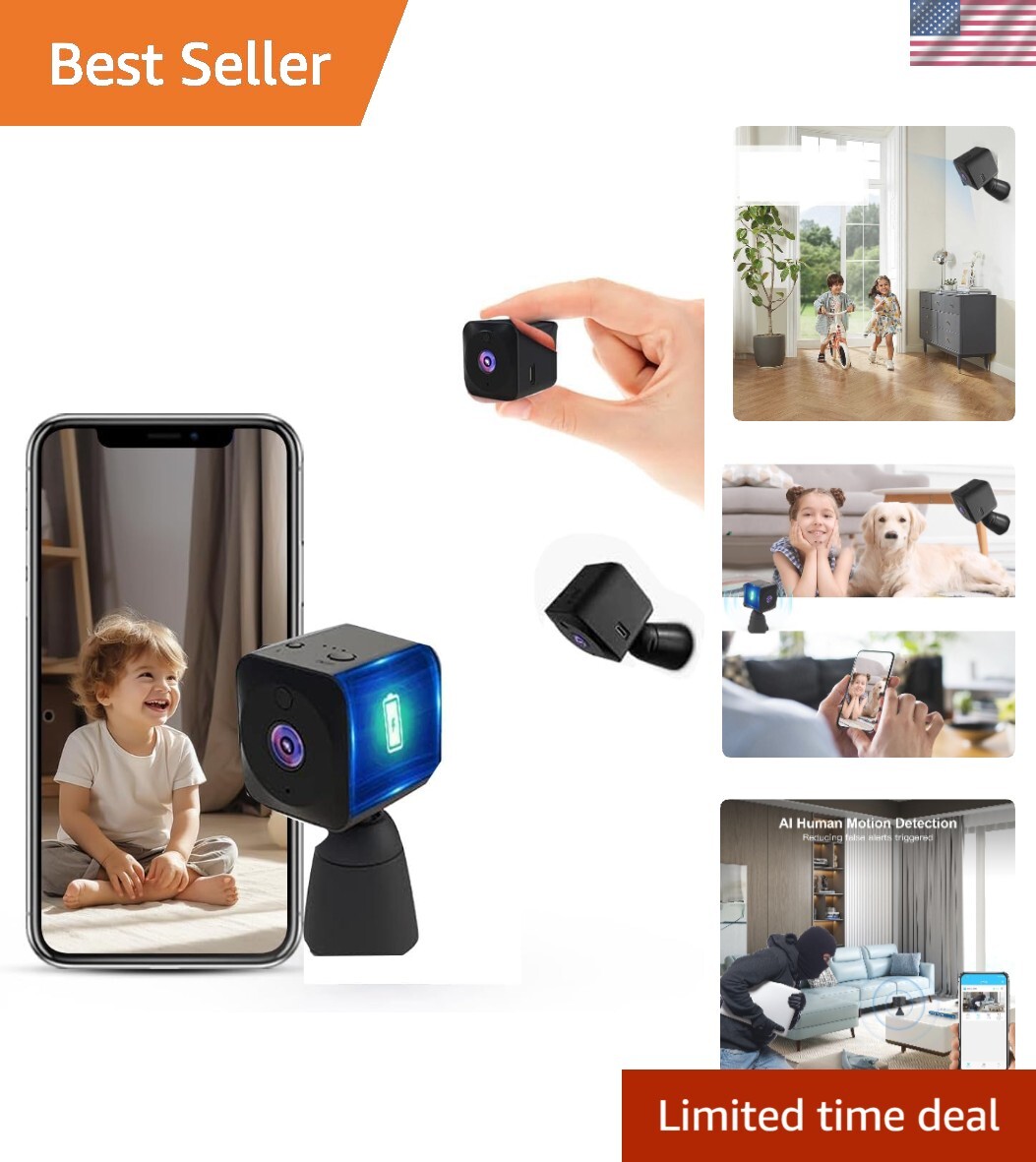 4K Mini WiFi Indoor Security Camera with Night Vision for Pets Wireless Home Monitoring-image