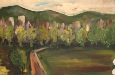 VINTAGE EXPRESSIONIST OIL PAINTING LANDSCAPE TREES