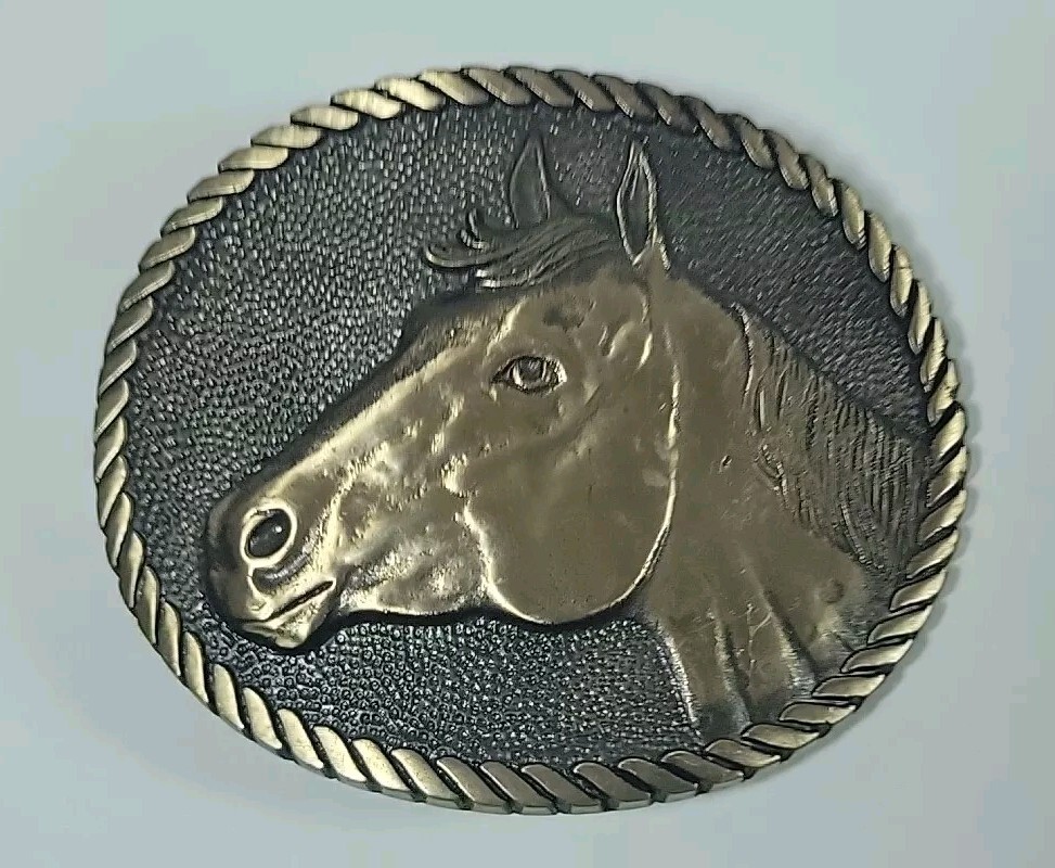 Horse Belt Buckle Award Design Medals Western Solid Brass Vintage