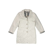 Vintage Burberry Diamond Quilt White Coat Women’s Medium Made In England