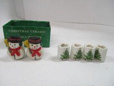 6 Little Christmas Candle Holders, Snowmen an...
